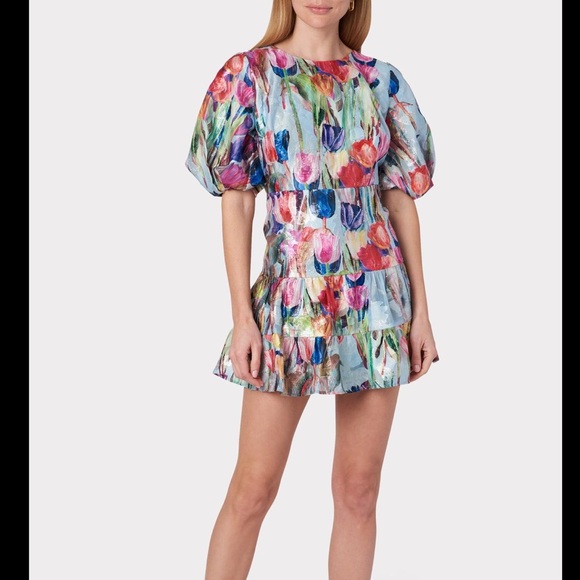 Arlette Metallic Tulip Minidress - Picture 4 of 6